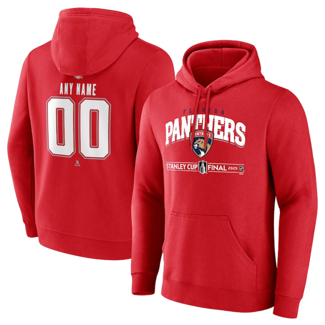 Men's Red Florida Panthers 2025 Stanley Cup Final Custom Pullover Hoodie